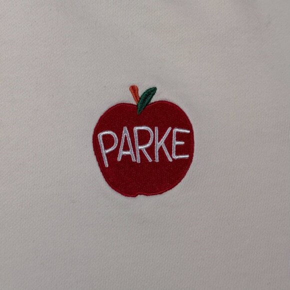 Parke Womens Relaxed Fit Hoodie Sweatshirt French Terry Cream Embroidered Sz XXL - Picture 10 of 15